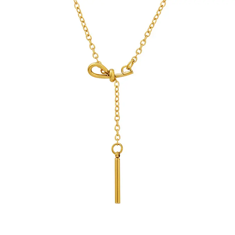 2024 Modische Bogen-Halsband für Damen Edelstahl 18k Gold vergoldet Balken-Schneckenschmuck Halsband verstellbare zierliche Gold-Halsband