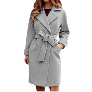 Abrigo de lana casual de talla grande estilo coreano para mujer, cortavientos de longitud media hasta la rodilla, moda británica, novedad de invierno 2026 - Product Image 1