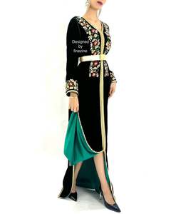 Caftan marocain vert foncé très impressionnant, tenue musulmane décontractée, robe parfaite - Product Image 4