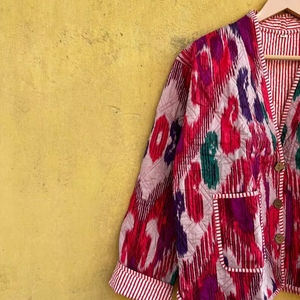 Handcrafted Ikat <b>Jacket</b> Handmade Cotton <b>Jacket</b> Robe <b>Kantha</b> <b>Jacket</b> Cotton <b>Jacket</b> Indian Ikat Handmade Ikat <b>Jacket</b> - Product Image 1
