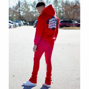 ชุดวอร์มผ้าฝ้ายสำหรับผู้ชายชุดวอร์ม2ชิ้นแบบสวมหัวมีฮู้ดและชุดวิ่งชุดโอเวอร์ไซส์สำหรับใส่วิ่ง - Product Image 4