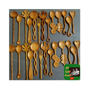 Ensemble de cuillères en bois de cuisine élégantes et lisses en bois naturel du Vietnam, designs uniques, cuillère en bois de haute qualité, commandes d'exportation - Product Image 1