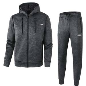 Ensemble survêtement personnalisé en 2 pièces, sweat-shirt et pantalon de survêtement, vêtements de sport, 100% coton, extérieur, sur mesure, taille élastique, imprimé pour homme - Product Image 1