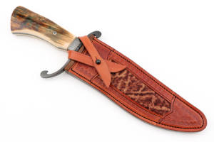 Won Knife Makers Guild BEST BOWIE Knife at Blade Show 2025 Mango de hueso con cubierta de cuero Cuchillos para exteriores - Product Image 5