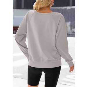 Sudadera cálida de invierno con cuello redondo, jersey liso, sudaderas con capucha, sudadera con hombros caídos, sudaderas con capucha, sudadera relajada de estilo callejero para mujer - Product Image 3