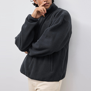 Basics Cotton Blended Quarter Zip Fleece Jacket Hombres para invierno Pullover Hoodie Custom Logo Mens Hoodies Cotton Blended - Product Image 3