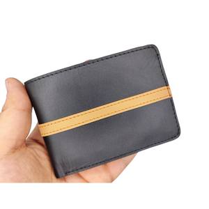 Tarjetero de cuero genuino para mujer, tarjetero corto de alta calidad, OEM, venta al por mayor, forro RFID de diseño a rayas negro y beige para mujer - Product Image 6