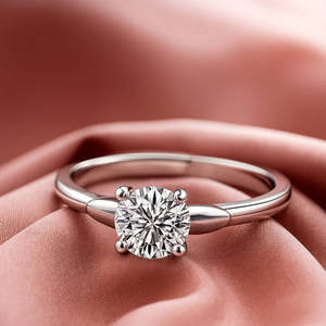 NOVAMART Fine Fine <b>Silver</b> AD <b>Solitaire</b> Moissanite <b>Ring</b> Wholesale Export - Product Image 1