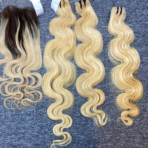 Extensions de Cheveux Humains Vierges Vietnamiens Trame Unique Style Super Vague Ondulé Corps Blonde Couleur Usine Hairvietnam - Product Image 3