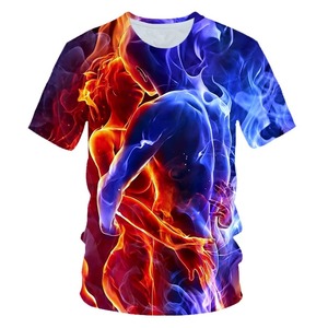 Nouvelle mode flamme 3D imprimé T-shirt hommes et femmes été décontracté à manches courtes col rond chemise haut - Product Image 4