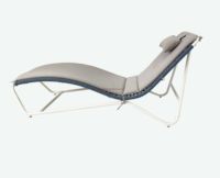Chaise longue d'extérieur moderne pour patio et jardin, avec structure en métal et coussin