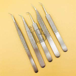 Silver Eyelash Extension Tweezers Top Sale Eyelash Tweezers Stainless Steel Logo Offer Mink <b>Flat</b> Lash Sustainable <b>packing</b> - Product Image 2
