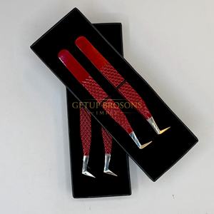 Meilleures extensions de cils anti-magnétiques GETUP BROSONS IMPEX 90 degrés, revêtement en poudre rouge, paillettes argentées, design cœur sur le côté arrière, volume intense - Product Image 5