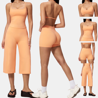 Ensemble de yoga sexy quatre pièces pour femme : soutien-gorge de sport dos nu, short et culotte large