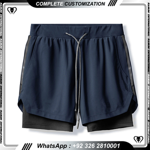 Pantalones cortos de entrenamiento 2 en 1 para hombre con doble forro y logotipo personalizado al por mayor - Product Image 2