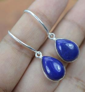 925 boucles d'oreilles classiques en argent massif bijoux pour femmes 925 en argent Sterling Lapis pierres précieuses Style Boho boucles d'oreilles faites à la main cadeau maman - Product Image 3