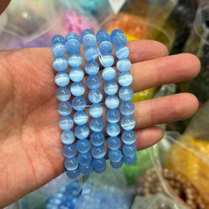 สร้อยข้อมือเซเลไนต์ธรรมชาติสำหรับผู้หญิง สร้อยข้อมือลูกปัดเซเลไนต์โมร็อกโกหลากสี ขนาด 8 มม. เครื่องประดับบำบัดสำหรับการทำสมาธิ <span class=keywords><strong>ของ</strong></span>ขวัญ - Product Image 3