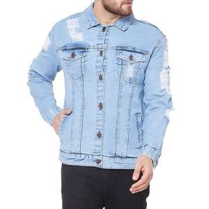 Veste en jean décontractée avec impression de logo personnalisée pour hommes veste en jean rouge déchiré pour hommes vente en gros prix de dernières vestes en jean pour hommes - Product Image 2