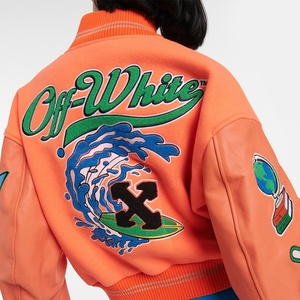 OEM Haute Qualité Toile Broderie Hommes Collège Personnalisé Baseball Bomber Letterman Crop Applique Imperméable Coupe-Vent Boxy Fit - Product Image 2