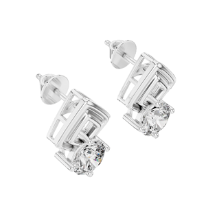 Boucles d'oreilles en diamant de laboratoire rond brillant de 2,5 carats, clarté VVS-VS EF, or 18 carats, 14 carats, 10 carats et argent 925, rose, jaune, blanc - Product Image 5