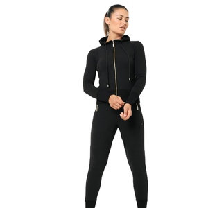 Survêtement Essentiel Hiver Lourd à Capuche avec Cordon Coupe-Vent Grande Taille Décontracté Noir - Product Image 1