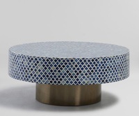 Nouvelle vente exclusive sur des meubles de qualité standard Forme carrée Nouvelle table basse d'appoint en incrustation d'os au design noir et blanc