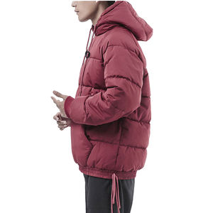 Jersey con capucha para hombre, chaqueta acolchada de color marrón con bolsillo frontal y cintura elástica, oferta, 2023 - Product Image 3