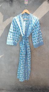 Nouveau Boho Style quotidien Kimono Robe 100% pur coton parole longueur Robe de chambre naturel femmes lavable Long Kimono cadeau parfait - Product Image 6