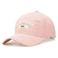 Casquette de baseball streetwear en coton déchiré avec patch brodé lettre, calotte rigide, visière incurvée, ajustable, grande taille, unisexe, chapeau de soleil