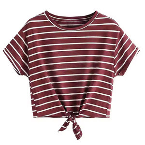 เสื้อครอปท็อปผู้หญิงสำหรับฤดูร้อน สไตล์ลำลอง เป็นมิตรกับสิ่งแวดล้อม ผลิตจากผ้าฝ้าย 100% ปรับแต่งขนาดและสีได้ MOQ ต่ำ - Product Image 1
