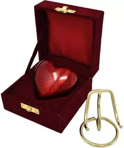Mini urnes de crémation miniatures en métal avec cœur rouge élégant de qualité supérieure - Product Image 3