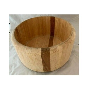 Cuencos grandes de madera hechos a mano, cuencos de madera Natural redondos, para aperitivos, ensaladas, fruta, comida, sopa, fideos, masa - Product Image 1