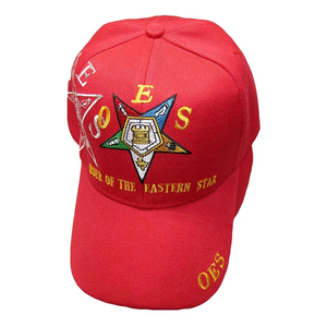 Gorra de acrílico roja 100% con bordado de sombra de la Orden de la Estrella del Este de Mason OES, gorra de regalia con letras bordadas, gorras personalizadas de hip hop - Product Image 6