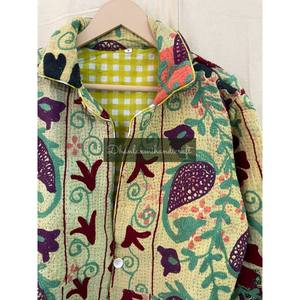 <b>Women's</b> Short Winter <b>Jacket</b> with Hand Embroidered Suzani Ventage Free Size Trending Short Side Lining Raw Processing <b>for</b> Winter - Product Image 2