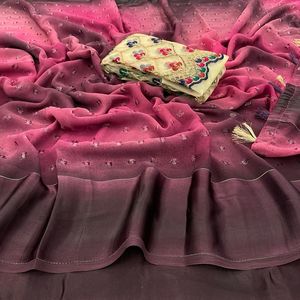 Diwali Collection Designer Wedding Wear Exclusif Dernier chemisier Saree en mousseline de soie tendance avec broderie au prix de gros - Product Image 6