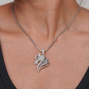 Meilleure offre, collier pendentif hip-hop en argent 925 avec diamant moissanite VVS, design tête de cheval, glacé, pour femmes, bijoux à bas prix - Product Image 2