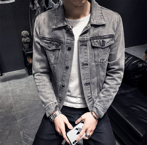 <b>New</b> Arrival 2026 <b>New</b> Casual Solid Zip Pocket Men Denim Jacket For Sale Plain Button 100% Polyester Denim Jacket For Men's - Product Image 4