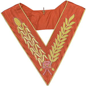 Custom Turquoise V-Shaped Masonic <b>Collar</b> with Gold Embroidered Wheat and Laurel Design Sew-On Fabric Badge Garment Application - Product Image 5