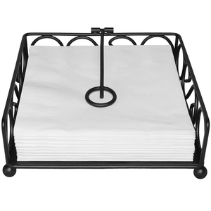 Porte-serviettes plat en métal avec bois Organisateur de porte-serviettes carré rustique de ferme moderne pour table à manger de cuisine - Product Image 2