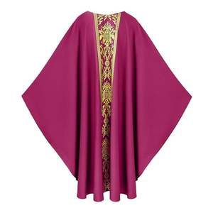 Achetez une robe liturgique noire avec bordure en dentelle, logo personnalisé, longueur légère, vêtement pour le clergé, pour les pères de l'église - Product Image 5