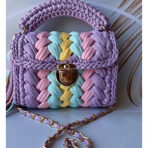 Crochet Handbag Women Vintage Fashion Embroidery Pearl Diamonds Button Cover Closure Eco Friendly Tote Bag - Product Image 3