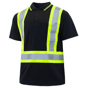 Uniformes de chantier haute visibilité personnalisés, t-shirt réfléchissant vert et noir à manches longues en polyester pour hommes - Product Image 2