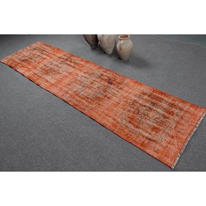 พรมวินเทจตุรกี ขนาด 2.7x9.9 ฟุต (81x303 ซม.) พรมขนสัตว์โมร็อกโกสีส้ม - Product Image 4