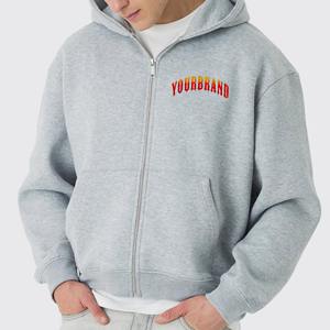 Sudaderas con capucha de gran tamaño con cremallera personalizadas para hombres logotipo impreso DTF personalizado al por mayor de algodón de peso pesado Sudadera con capucha con cremallera para hombre - Product Image 5