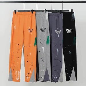 Gris de gran tamaño para hombre Y2K doble cintura pantalones de chándal holgados algodón polar pierna ancha sin puños cordón Hip-Hop Joggers - Product Image 1