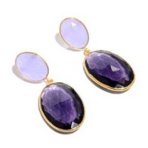 Boucles d'oreilles Hydro améthyste et lavande calcédoine en argent Sterling 925 de forme ovale, nouvelle collection - Product Image 1