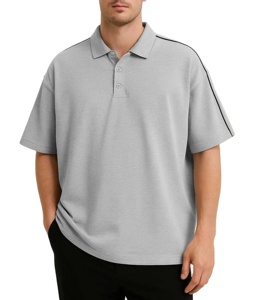 Polo Homme Oversize Personnalisé avec Logo OEM, T-shirts Polo de Rugby Imprimés Grande Taille, Manches Tombantes Décontractées pour l'Été - Product Image 1