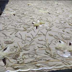 High Quality Luxury Beaded <b>Fabric</b> with Zircon Handmade 100% Polyester Best Price Export From Indian Supplier <b>for</b> Garments Making - Product Image 4