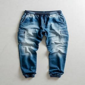 Pantalones Jogger de Mezclilla Vintage para Hombre, Estilo Sólido, para Verano |   Ropa Urbana Transpirable y Ecológica con Cintura Elástica y Logotipo Personalizado - Product Image 6