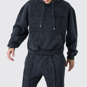 Survêtements pour hommes en polyester/coton, de haute qualité, respirants, légers, à séchage rapide, en molleton, vêtements de sport unis, survêtement de jogging surdimensionné pour - Product Image 4